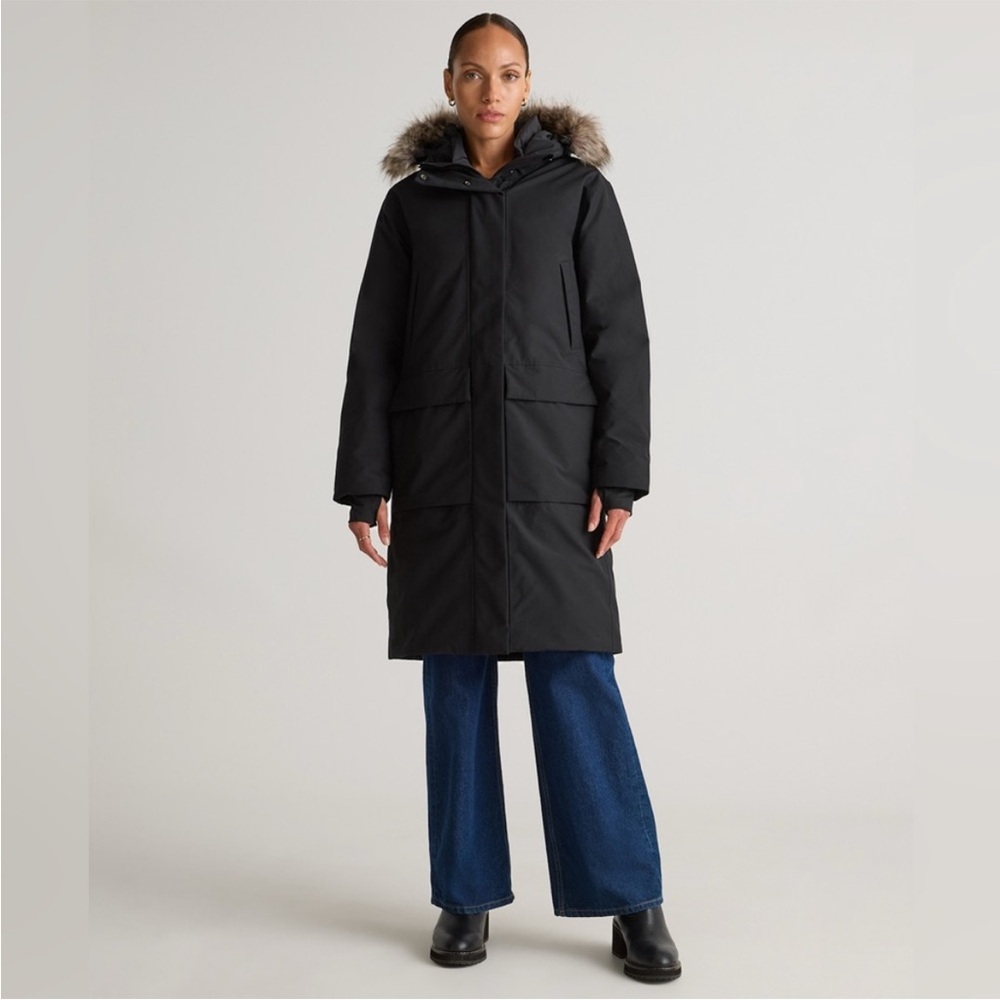 Quince Responsible Down Hooded Long Parka size small NWT